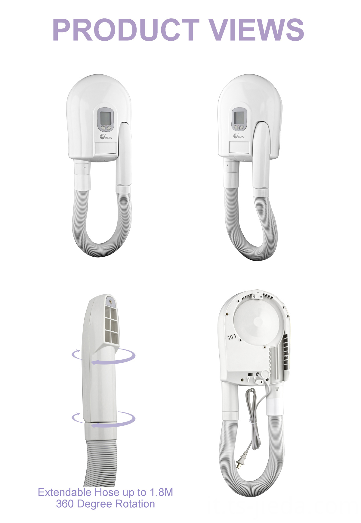 Asciugacapelli automatico per camera d'albergo Automatic hair dryer for hotel room